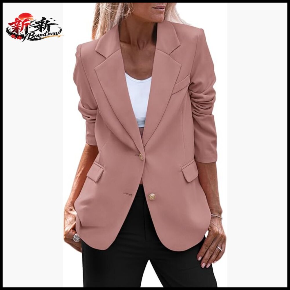 Polyester Blazer with Notch Lapel for Business Casual Office Wear